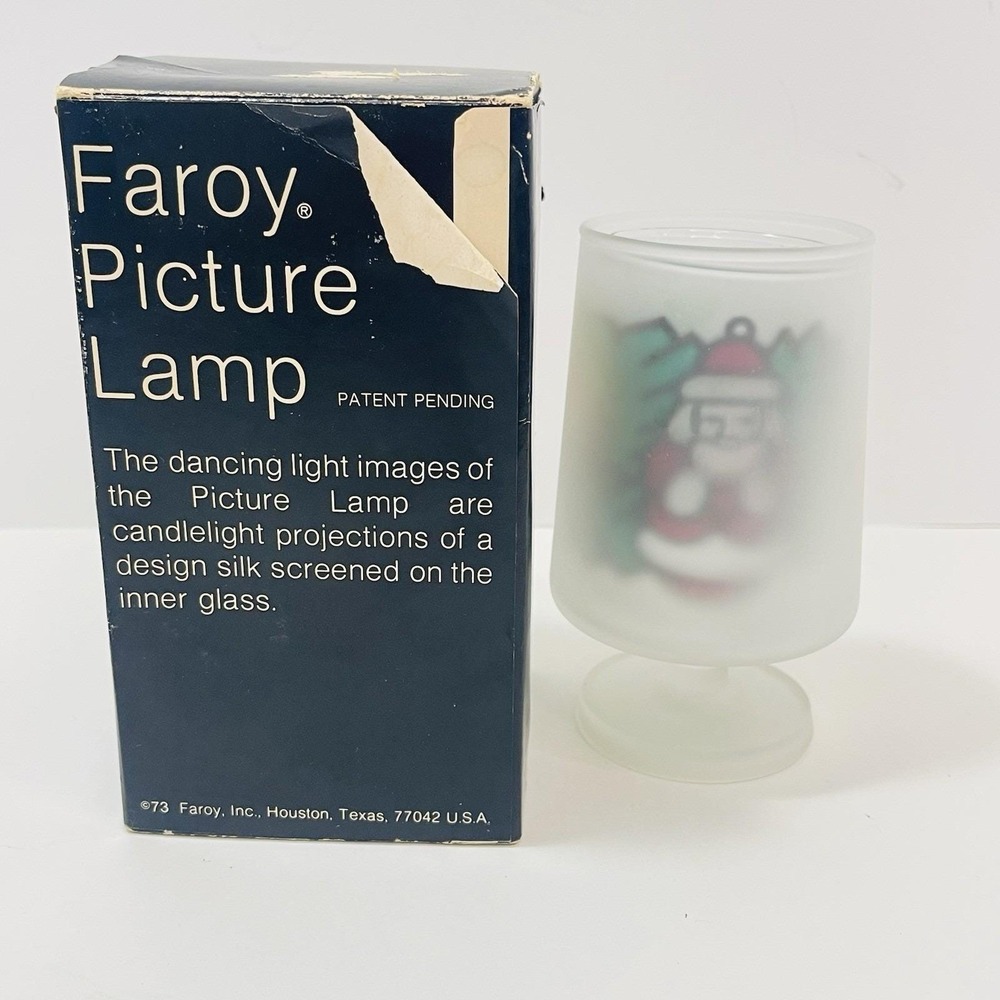 Faroy Picture Lamp Candle Holder Projections Mushroom Santa Angel Box Vtg‎ 1973